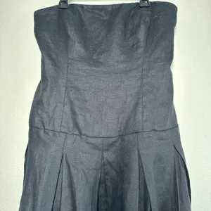 Reformation Isabeli Linen Strapless Mini Dress Black 10 NWT Summer thumbnail 5