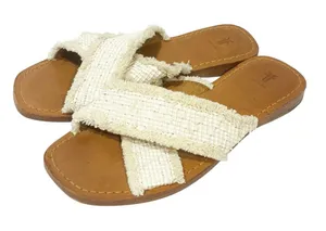 Frye Hayley Frayed Slides Sandals‎ Womens Size 7 thumbnail 1