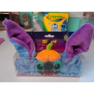 Disney Stitch Halloween Plush Spa Headband Pumpkin Jack-o-Lantern Ears Blue NEW thumbnail 3