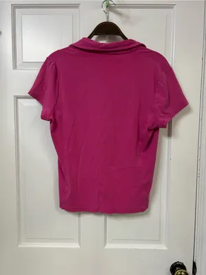 Tommy Hilfiger Fuchsia Short-Sleeve V-Neck Polo Tee thumbnail 3