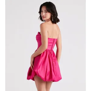 Windsor Pink Fit Flare Mini party Dress Strapless Bubble Hem Prom Small thumbnail 2