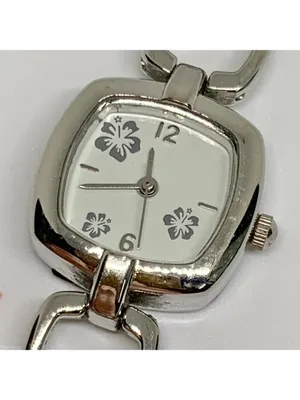 Silver tone floral dial women’s watch 22mm quartz analog links up to 7” running thumbnail 2