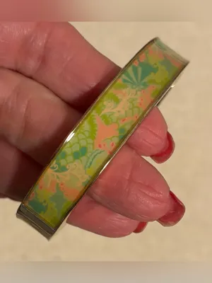 Lilly Pulitzer Colorful Floral Print Gold Tone Hinged Cuff Bracelet thumbnail 4