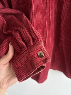 L.L.Bean Women's Corduroy Button-Up Shirt Jacket Red XL Cotton thumbnail 10