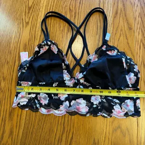 Victoria’s Secret‎ PINK Black & Floral Bralette new with tags large thumbnail 5