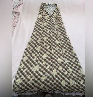 Urban Outfitters Brown Checkered Floral Maxi Dress thumbnail 1