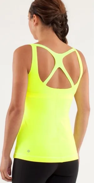 Lululemon Optimal Double Strap Cutout Back Tank Top in Ray‎ Neon Yellow Size 4 thumbnail 1