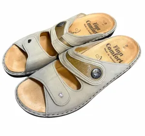 Finn Comfort Light Beige Leather Slip-On Sandals thumbnail 1
