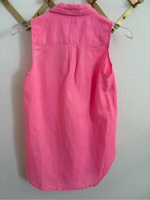 J. Crew Sleeveless Linen Blend V-Neck Top Pink XXS thumbnail 4