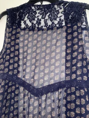 Navy lace trim cover up Blue thumbnail 5