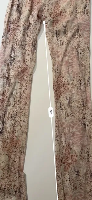 Boho Festival Fairy Sheer Women's Pink Snakeskin Print Mesh Flare Pants thumbnail 3