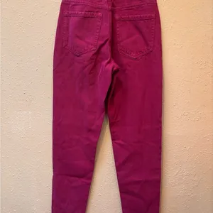 Zara Trafaluc Mom Fit Jeans Magenta Pink High Waisted Tapered Denim Size 00 NEW thumbnail 3