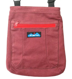 KAVU Keeper Crossbody Bag Maroon Small Canvas‎ Rope Strap Gorpcore Hiking Pouch thumbnail 1