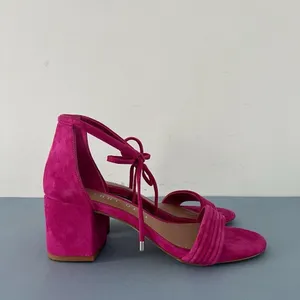 Gianni‎ Bini Rhiaann Pink Fuchsia Suede Ankle Tie Block Heel Sandals thumbnail 4