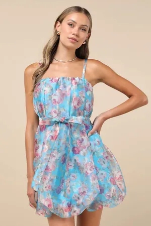 Lulus Bountiful Poise Floral Organza Bubble-Hem Mini Dress thumbnail 1
