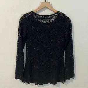You Are Not Alone Black Lace‎ Long Sleeve Top Size S thumbnail 7