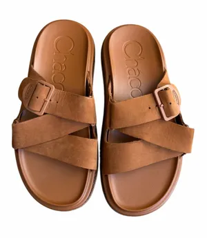 Chaco - Townes Slide Cashew Brown Nubuck Leather Sandals Sz 7 thumbnail 1
