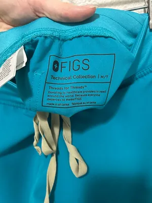 FIGS Catarina Scrub Top + Livingston Pants Set Teal Size Medium Tall thumbnail 6