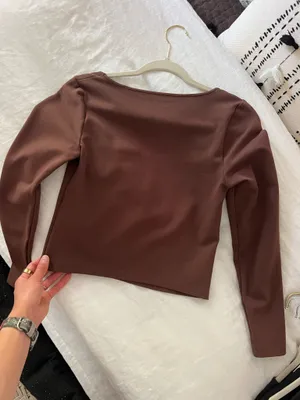 Abercrombie & Fitch silky smooth brown long sleeve top thumbnail 7
