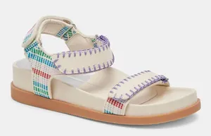 Dolce Vita Senora Stitched Sandals Ivory Multi Nubuck (Sz 9) thumbnail 1