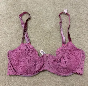 Victoria's Secret Pink Lace Underwire Bra with Embellished Straps thumbnail 1