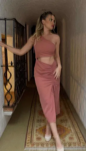 midi dress cut out fitted drapped muave casual party thumbnail 4