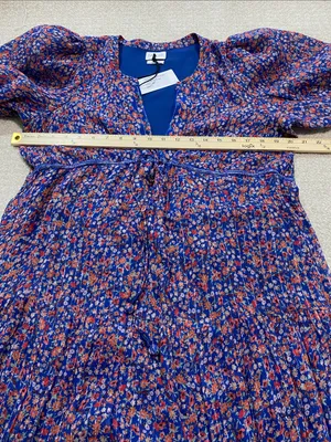 SAYLOR Blue Multi Floral Puff-Sleeve Maxi Dress Size L 90% Viscose thumbnail 11