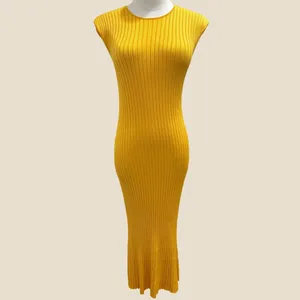 MM LaFleur Dylan Dress Tuscan‎ Yellow Slinky Knit Ribbed Sleeveless Midi Size XS thumbnail 3