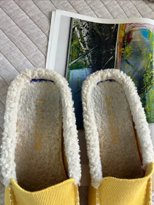 Rothy’s Scuff Sherpa lined wool mule Slippers in Popcorn yellow 8 washable thumbnail 4