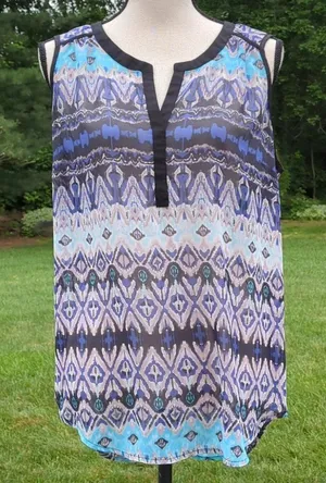 Daniel Rainn V-Neck Sheer High Low Sleeveless Blouse thumbnail 1