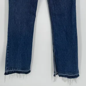 Free People Emmy Split Hem Boot Cut Jeans Size 31 Blue High Rise Raw Hem Boho thumbnail 11