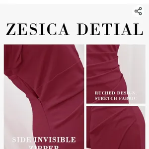 One shoulder Long Sleeve Dress, Sexy high Slit Ruched Bodycon Wedding Guest max thumbnail 5