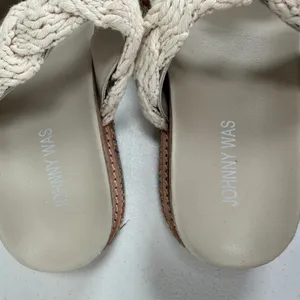 Johnny Was 6 Platform Slide Braided Rope Sandal Woven Trim Boho Festival Preppy thumbnail 8