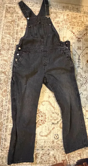 Old Navy Black Denim Overalls thumbnail 1