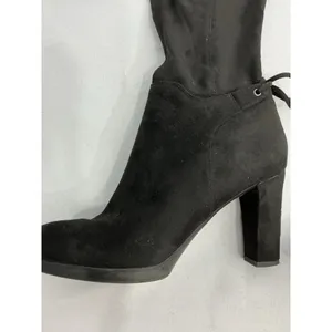 Womans Franco Sarto Ivorie Pull On Knee High Boots 8.5 M 1/4 Zip Black Heel thumbnail 3