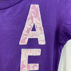 Vintage Aeropostale purple lace embroidered‎ scoop neck cotton y2k casual tshirt thumbnail 3
