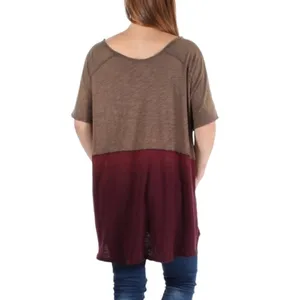 FREE PEOPLE Burgundy Short Sleeve Hi-Lo Top Size XS‎ thumbnail 2