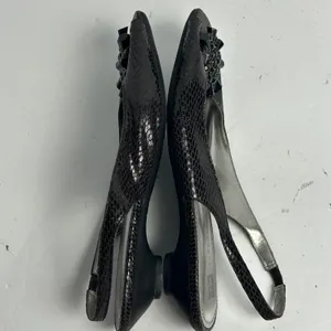 Anne Klein iFlex AK Junior Brown Snakeskin Slingback Kitten Heels Peep Toe 8.5 M thumbnail 10