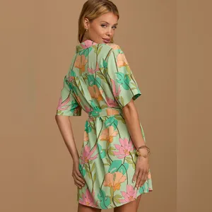 Lulus Totally Tropical Light Green Floral Print Button-Up Shirt Dress thumbnail 3