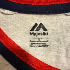 NWOT Majestic Atlanta Braves Double Ringer V-neck T-shirt thumbnail 4