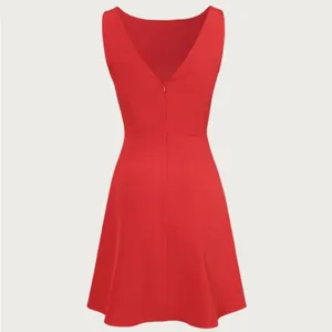 Rihoas Red Boat Neck High Waisted Mini Dress thumbnail 7