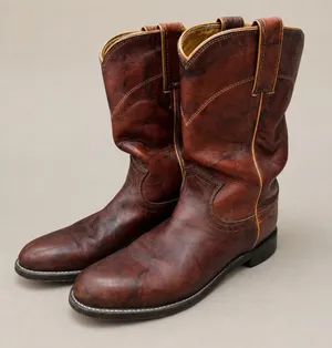 Justin‎ Womens L3163 Leather Roper Boots Brown Western Round Toe Size 6 B thumbnail 1