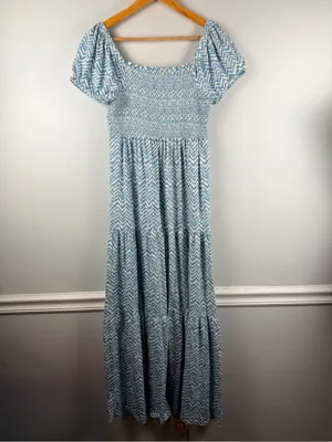 Daily Practice XS Tiered Maxi Dress Smocked Chevron A-line Long Anthropologie thumbnail 8