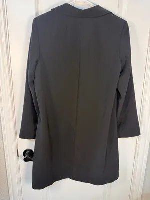 Gallery Black Button-Front Trench Coat Size S thumbnail 5