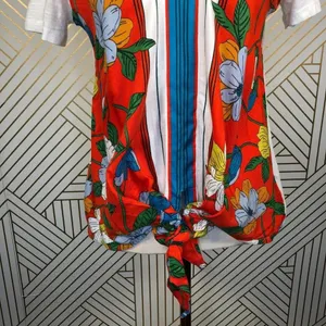 Anthropologie Akemi + Kin T-shirt Top Tee Blouse Floral Tie‎ Front White Small thumbnail 4