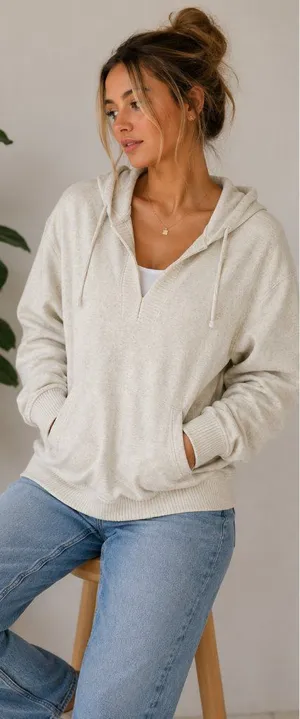 Aerie medium cream hoodie thumbnail 1