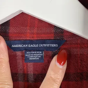 American Eagle Size XS Shirt Dress Red Flannel Plaid Button Front Long Sleeve thumbnail 3