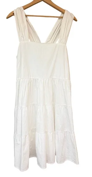 Banana Republic Cotton Sleeveless Tiered Size Small White Dress NWT thumbnail 1