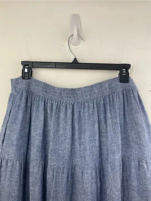 Matty M Blue Chambray Tiered A-Line Midi Skirt size XXL thumbnail 9