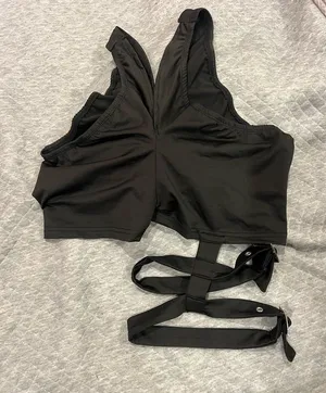 Black Strappy buckle cut out shorts thumbnail 1